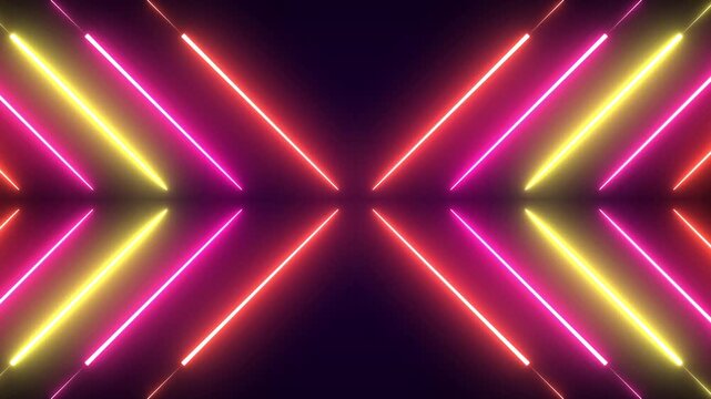 Neon glowing network lines for data visualization, digital connection concepts, and tech company presentations. Futuristic communication animation. 4K seamless loop.