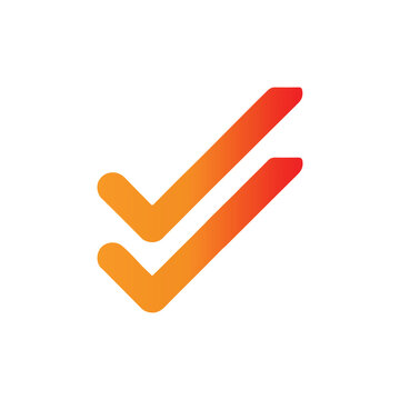 Double check mark icon symbol for approval and success on white background