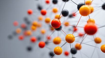 Obraz premium An abstract representation of a molecular structure, featuring interconnected spheres of various colors