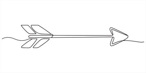 Fototapeta premium Arrow pointing right, line continuous drawing vector. One line Arrow pointing right, abstract line art illustration, arrow pointing, minimalist pro vector concept.
