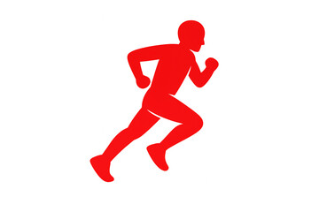 Obraz premium Red silhouette of person running or sprinting, symbolizing speed, fitness, exercise, and active healthy lifestyle