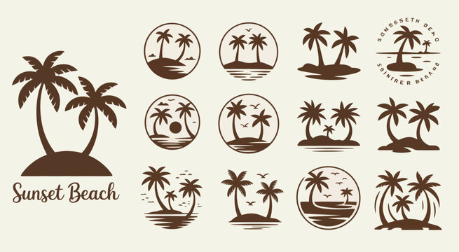 Sunset Beach Icon Set