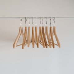Row of Wooden Clothes Hangers