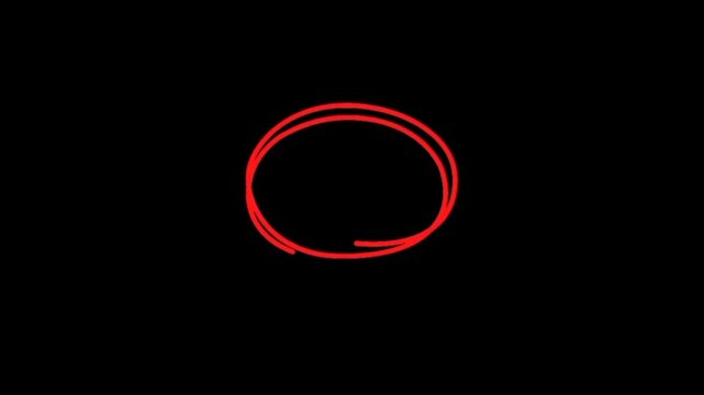 Dynamic red circle animation on black background. Good for editing purposes.
