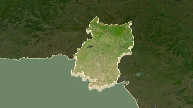 Omsk region, Russia - map extrusion with regional location map.