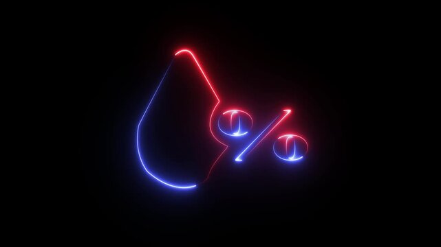 Abstract glowing neon humidity icon animation with dark background.Futuristic glowing humidity icon with smooth animated.