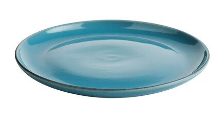 Blue ceramic plate dish tableware isolated on a transparent background