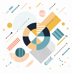 Obraz premium Modern abstract background with geometric shapes and halftone textures. Geometric pattern in Scandinavian style.