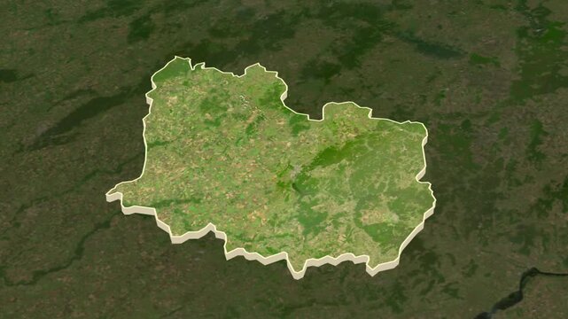 Penza region, Russia - map extrusion with regional location map.