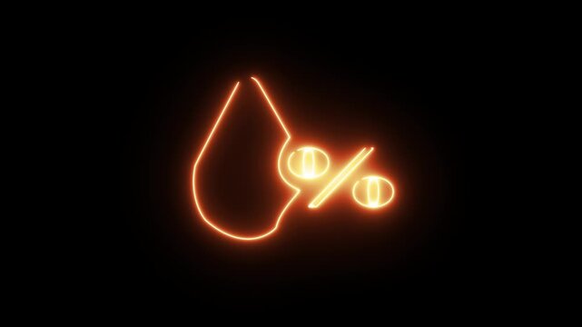 Abstract glowing neon humidity icon animation with dark background.Futuristic glowing humidity icon with smooth animated.