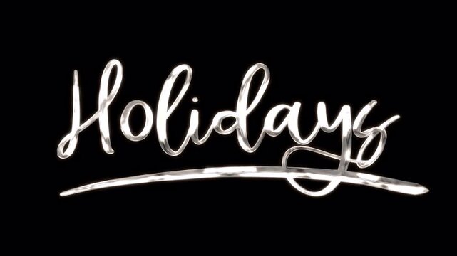 Happy Holidays text animation on Transparent background, perfect for festive greetings and seasonal celebrations.