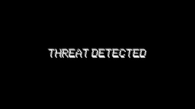 threat detected glitch effects error message warning text alert of hacker attack, computer program system virus and phishing security breach concept. threat detected
