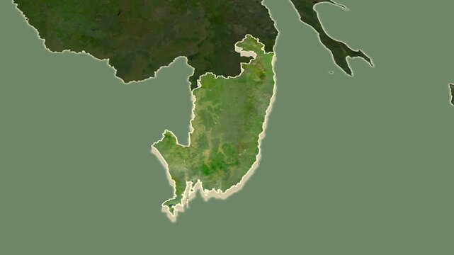 Primorsky region, Russia - map extrusion with regional location map.