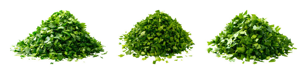 Obraz premium Fresh green parsley heap collection PNG set with isolated on transparent background