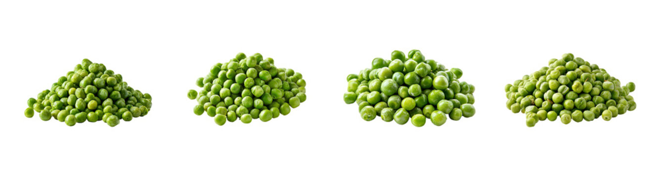 Fresh green pea pile collection PNG set with isolated on transparent background