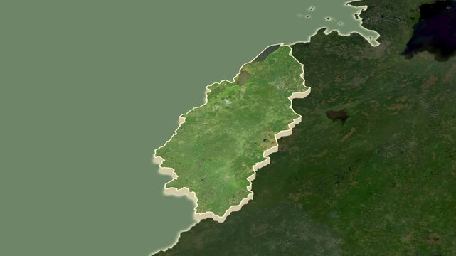 Pskov region, Russia - map extrusion with regional location map.