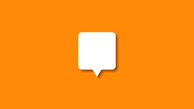 Animated speech bubble comic element with pastel orange background