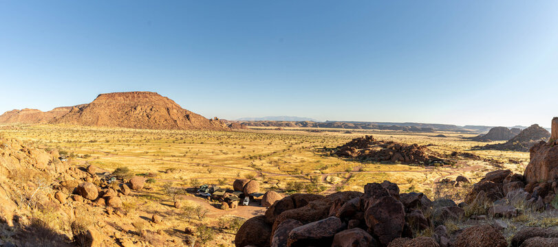The Kunene Region in northwestern Namibia is a remote and sparsely populated area known for its dramatic desert landscapes, rugged mountains.