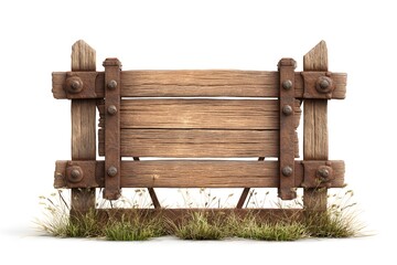 Rustic, customizable wooden farm gate sign mockup on sleek white background for branding.