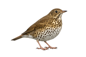 Fototapeta premium Song thrush bird standing isolated on transparent background