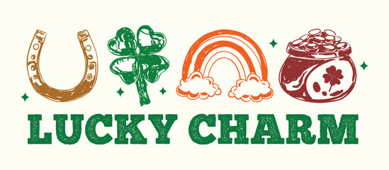 Fototapeta premium Lucky Charm Saint Patricks Day Retro Design