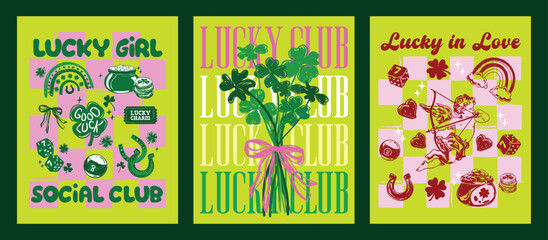 Fototapeta premium Vibrant Lucky Club Saint Patrick's Day Poster Set