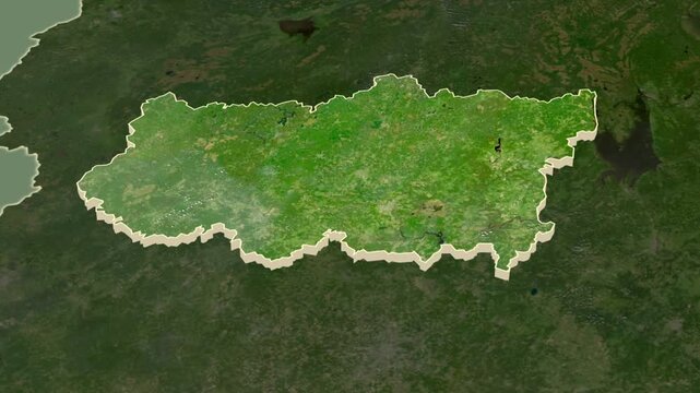 Tver region, Russia - map extrusion with regional location map.
