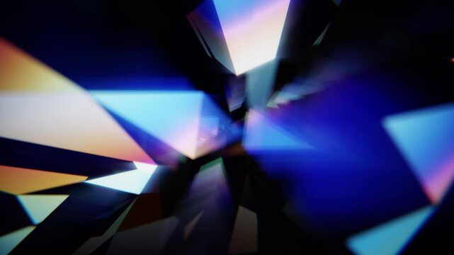 Abstract background showing dispersion of light through a prism creating a colorful iridescent effect. Seamless loop