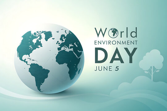 World Environment Day June 5 poster, teal Earth cutout unique design, an eco awareness vector graphic