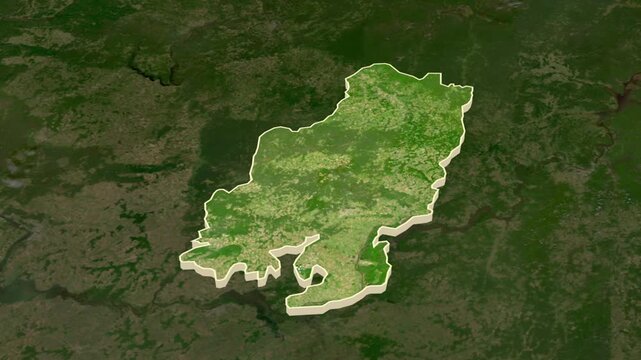 Udmurt region, Russia - map extrusion with regional location map.