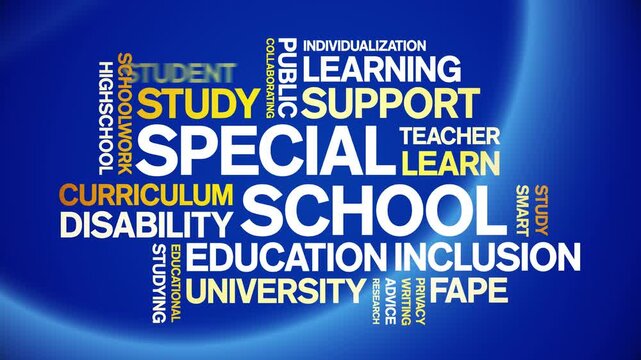 Special School animated word cloud-text design animation tag kinetic typography seamless loop.