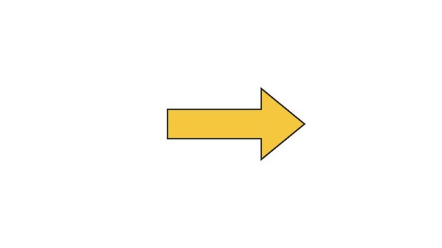 Bright yellow arrow pointing right on white background