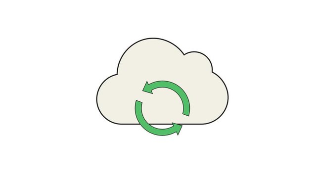 Cloud storage sync icon with green refresh arrow