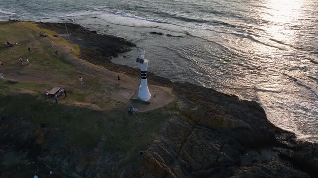 Aerial drone panorama landscape of Yason Burnu (aka Cape Yason) and its lighthouse. Located at Persembe, Ordu, Black Sea region of Turkey