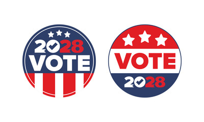 Vote 2028. Presidential Election 2028 in United States. Vote day, November 7. US Election. Patriotic american element. Poster, card, banner and background. Vector illustration