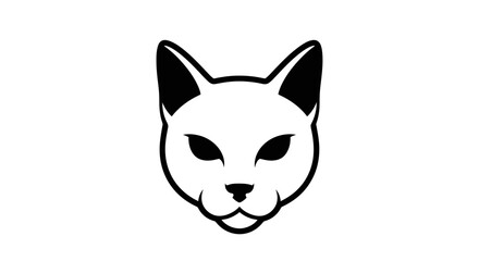 Obraz premium Simple Black and White Cat Illustration.