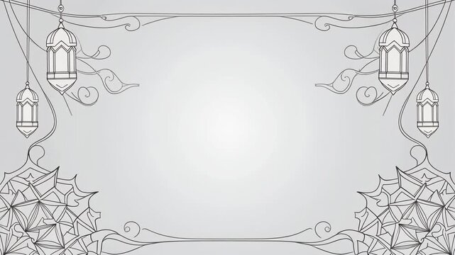 Elegant Islamic Lantern Frame Design with Floral Patterns.