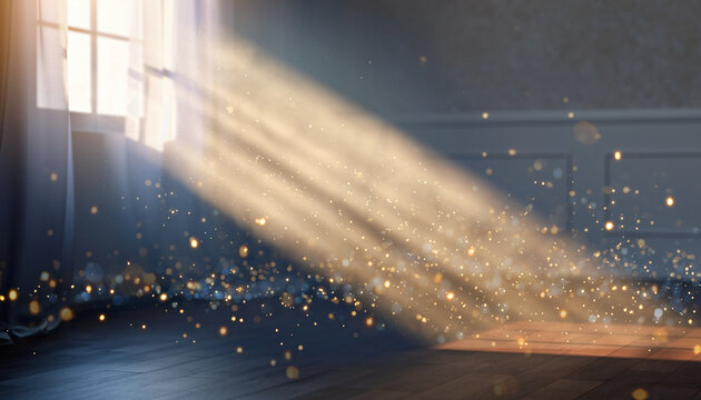 Sunlight streaming through window with dust particles floating in the air.