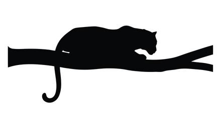 A black panther rests on a branch a striking animal silhouette © momotaj