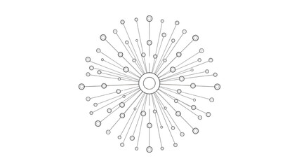 Obraz premium Abstract Radial Network Connection Pattern SVG Vector – Modern Circular Technology Structure Isolated on Transparent Background for Digital, Data, and Innovation Design