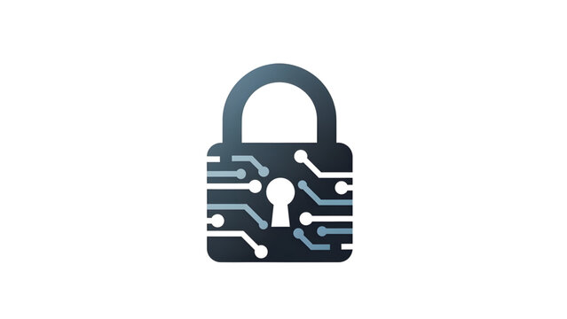 
Digital Padlock with Circuit Board Pattern Icon on White Background for Cyber Security and Data Protection Concept Use