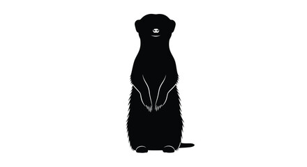 A striking black meerkat stands upright in a detailed silhouette © momotaj