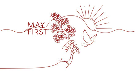 May day floral design isolated on transparent background