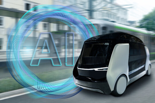 Autonomous robotaxi with artificial intelligence on the city street