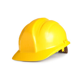 Yellow hardhat isolated on white background