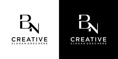 BN or NB initial letter logo design vector