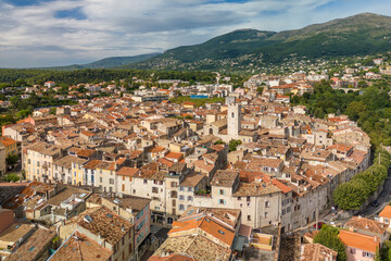 Aerial View of Vence Old Town and Surrounding Mountains in Provence
