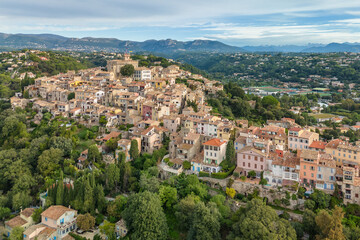 Aerial View of Cagnes-sur-Mer Medieval Village and Grimaldi Castle