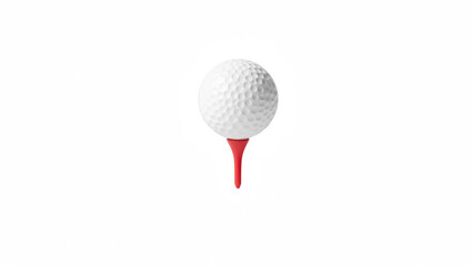Golf ball on red tee isolated on transparency background, minimal style, sport equipment, focus concept, clean and simple design