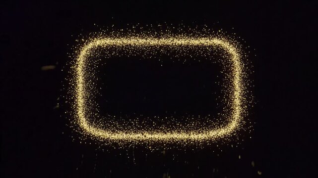 Luxury Golden Spark Particles Exploding into Rounded Rectangle Frame
